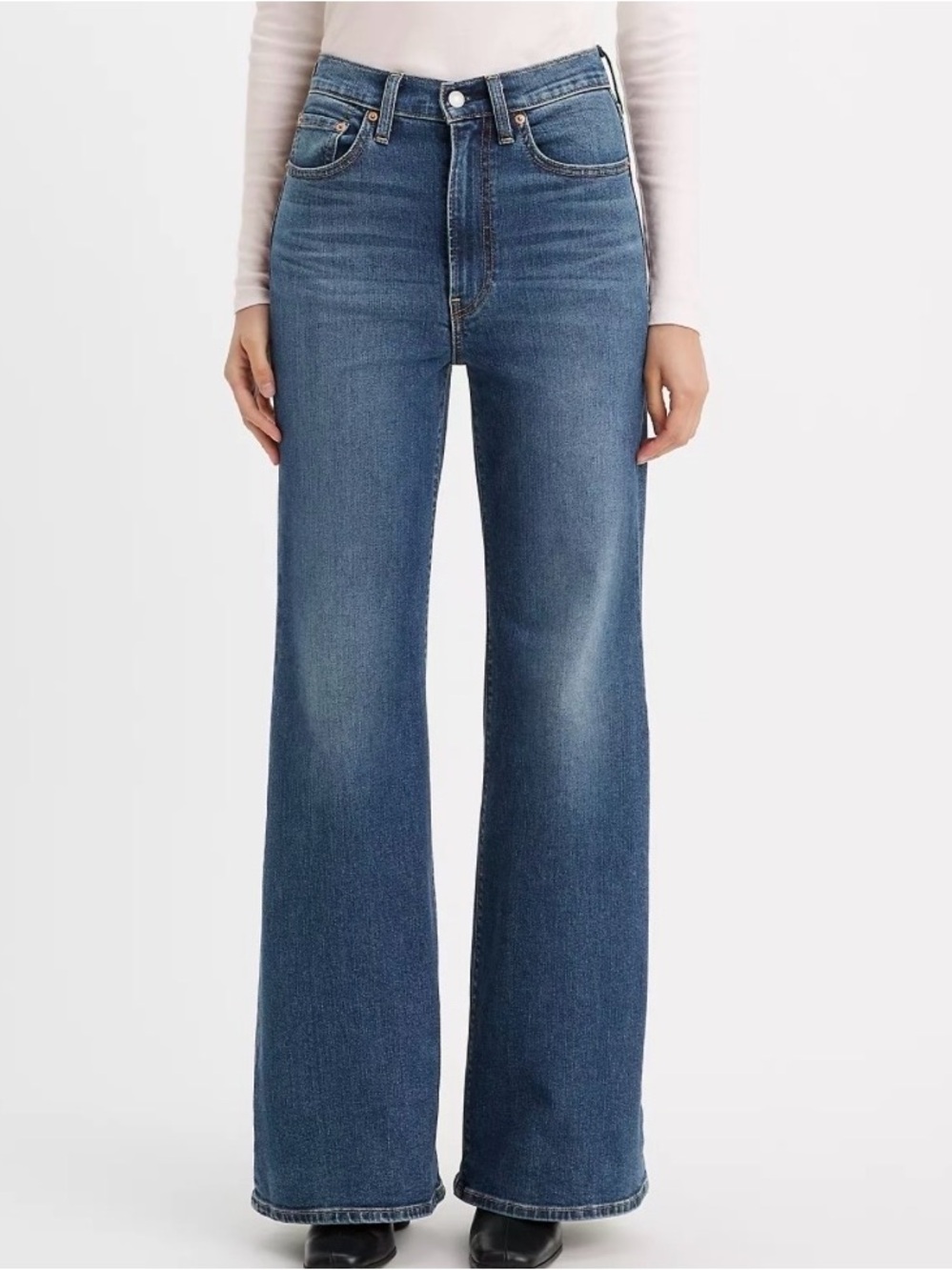 Levi's Ribcage Bell Women's 70s High Rise Flare Denim Jeans Medium Wash 29x32